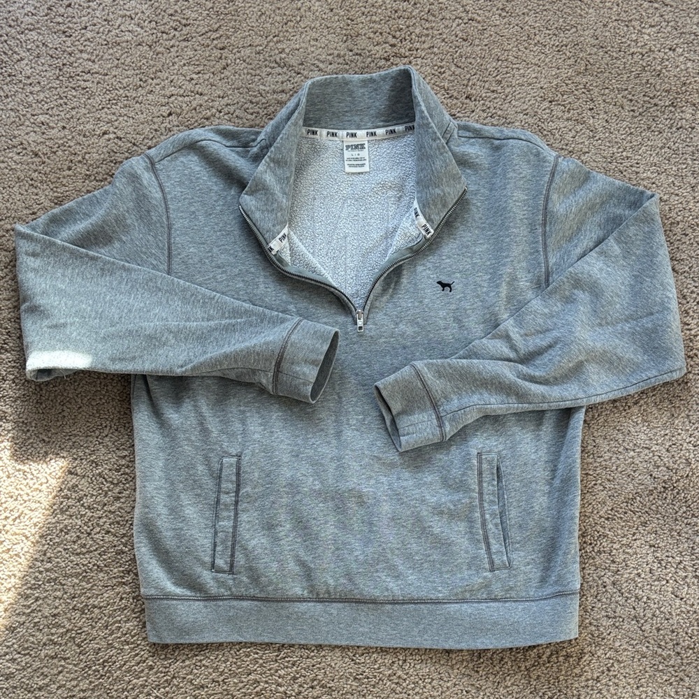 Victorias Secret PINK Gray Quarter-Zip Sweater